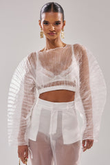 Akira White Vacation Mode Pleated Blouse