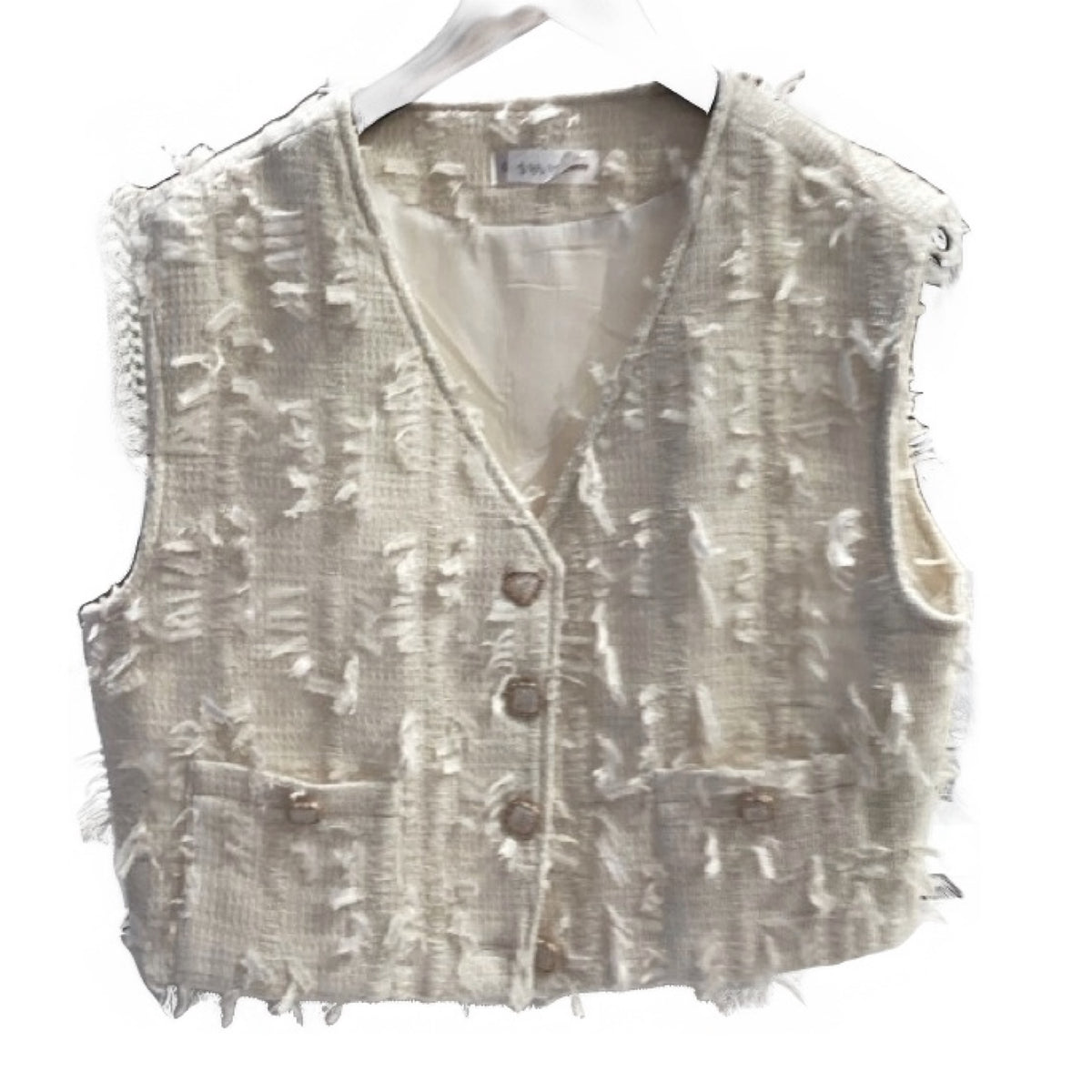 Coalition LA Off White Fringe Vest