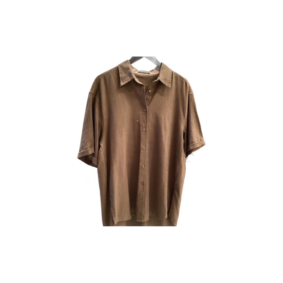 BEULAH LINEN BROWN/OLIVE TOP *