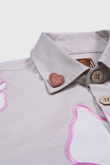 We Grow Button Up Shirt: Grey, L