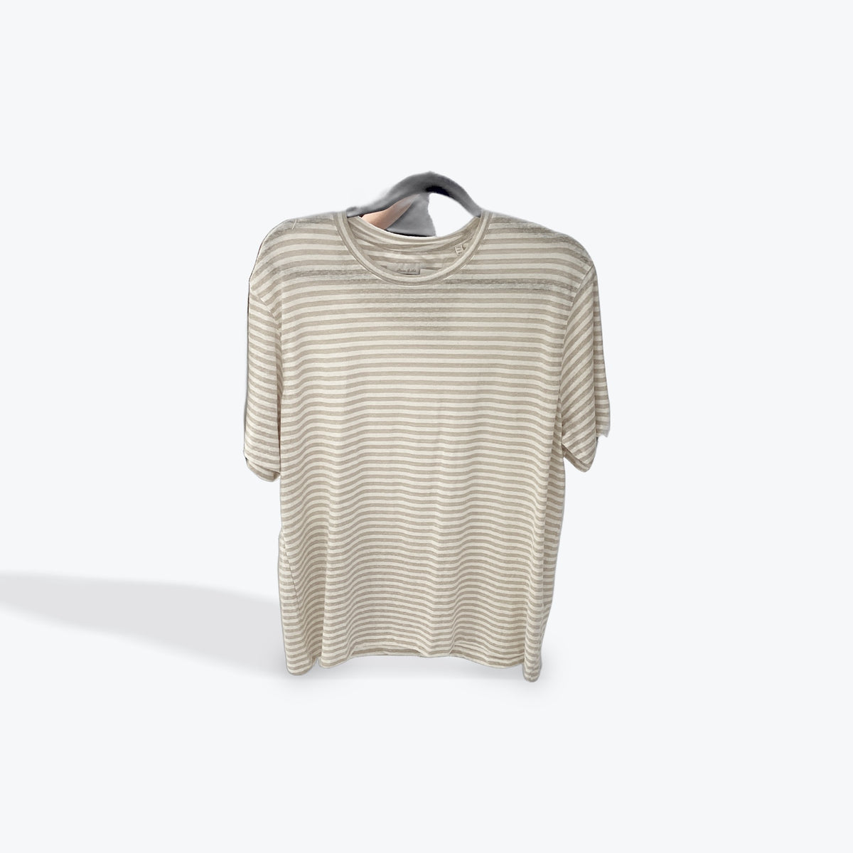 Porter & Ash Cream & Brown stripe linen blend tee