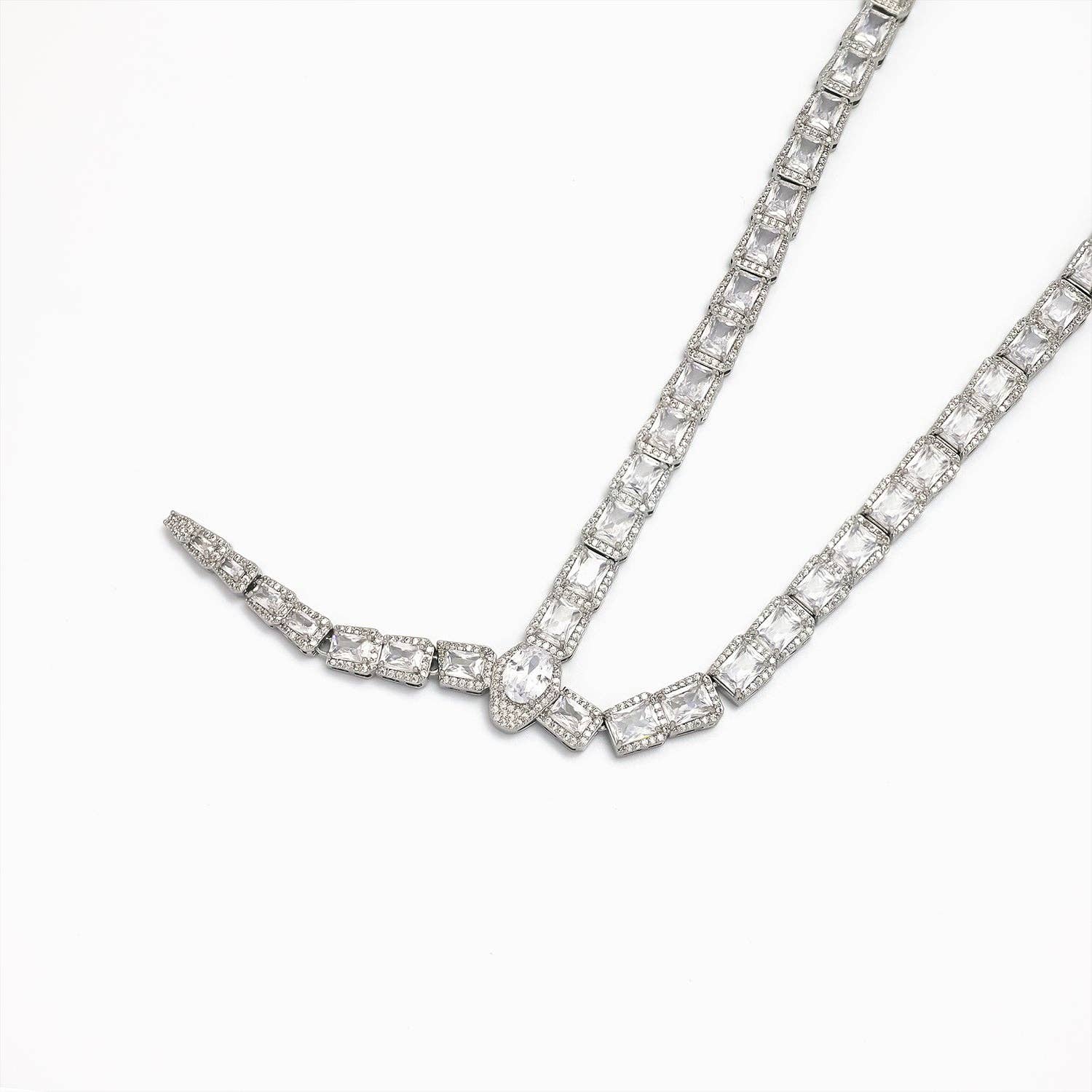 Gold Classic Gold CZ Emerald Cut Tennis Chain-00053 Chain-00054: Gold