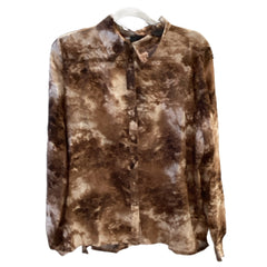 The Sang Brown Abstract Print Button Down Shirt