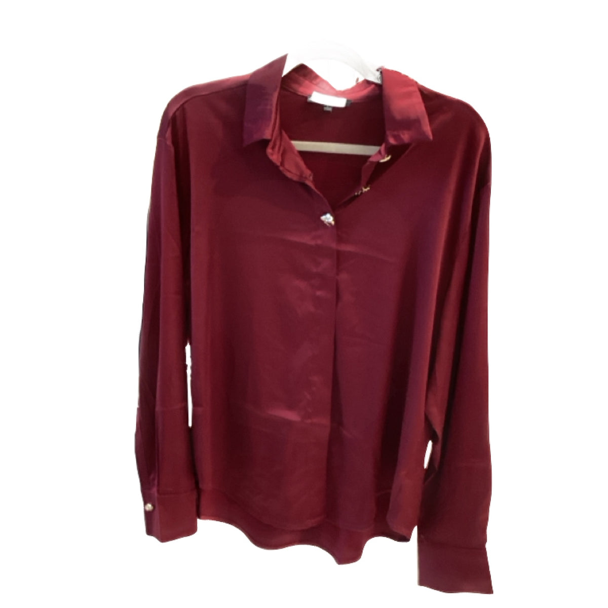 Love Tree Wine Satin Shirt