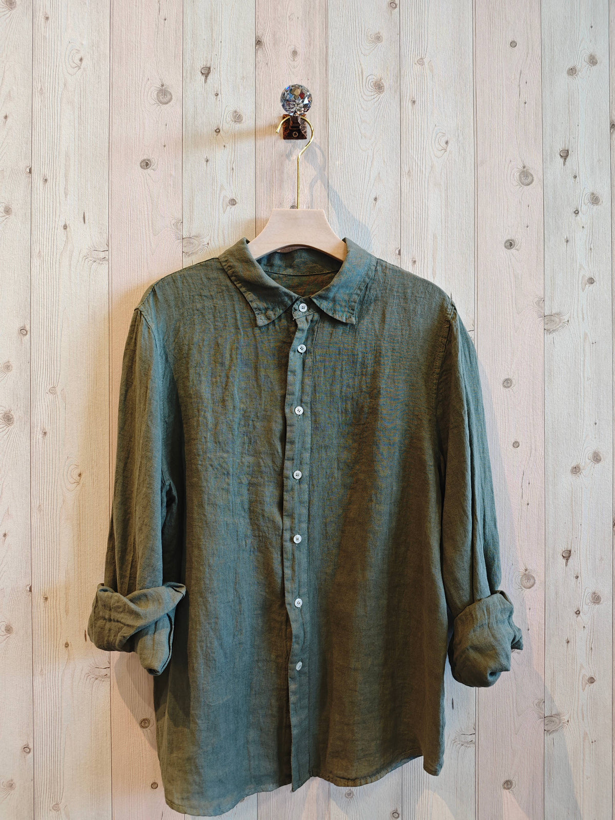 REF 219596 MEN'S 100% LINEN SHIRT: KAKY, M