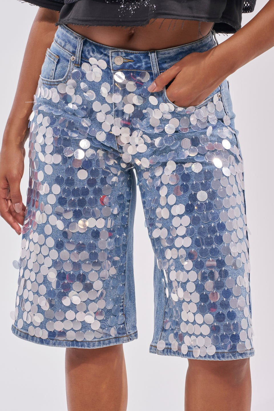 Blue Sparkle And Shine Bermuda Shorts