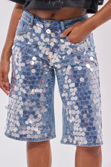 Blue Sparkle And Shine Bermuda Shorts