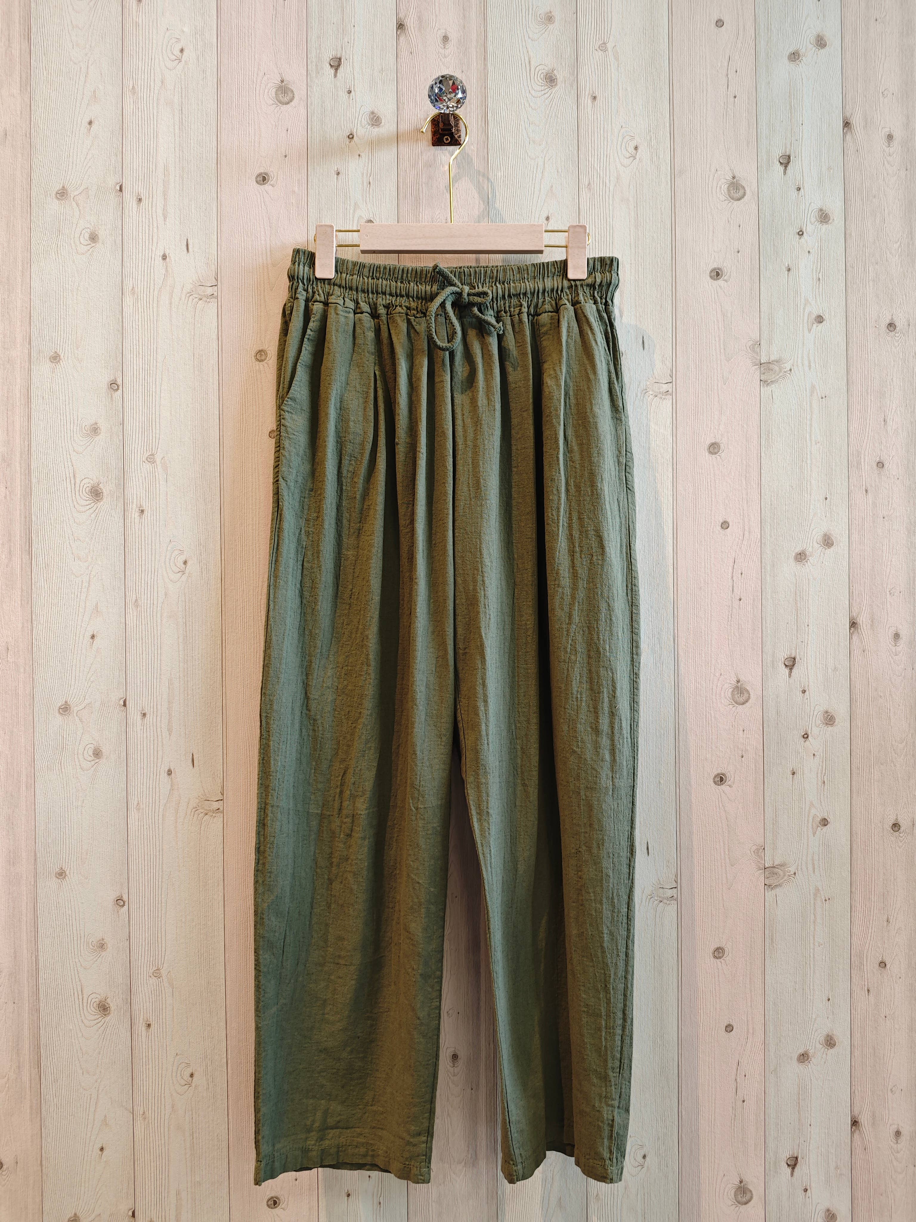 REF 8335 MEN'S 100% LINEN PANTS: BLUE, XXL