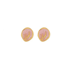 Chic Pink Enamel Stud Stainless Steel Earring Earring-00351