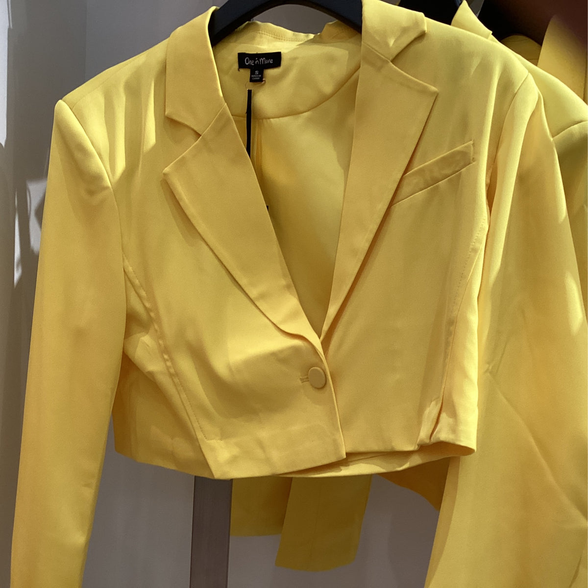 One & more yellow crop blazer