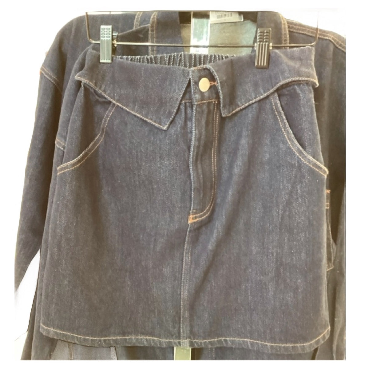 Hersy indigo denim fold waist mini skirt