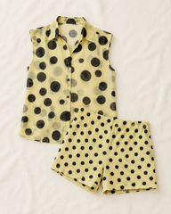 la ros yellow polka dot top