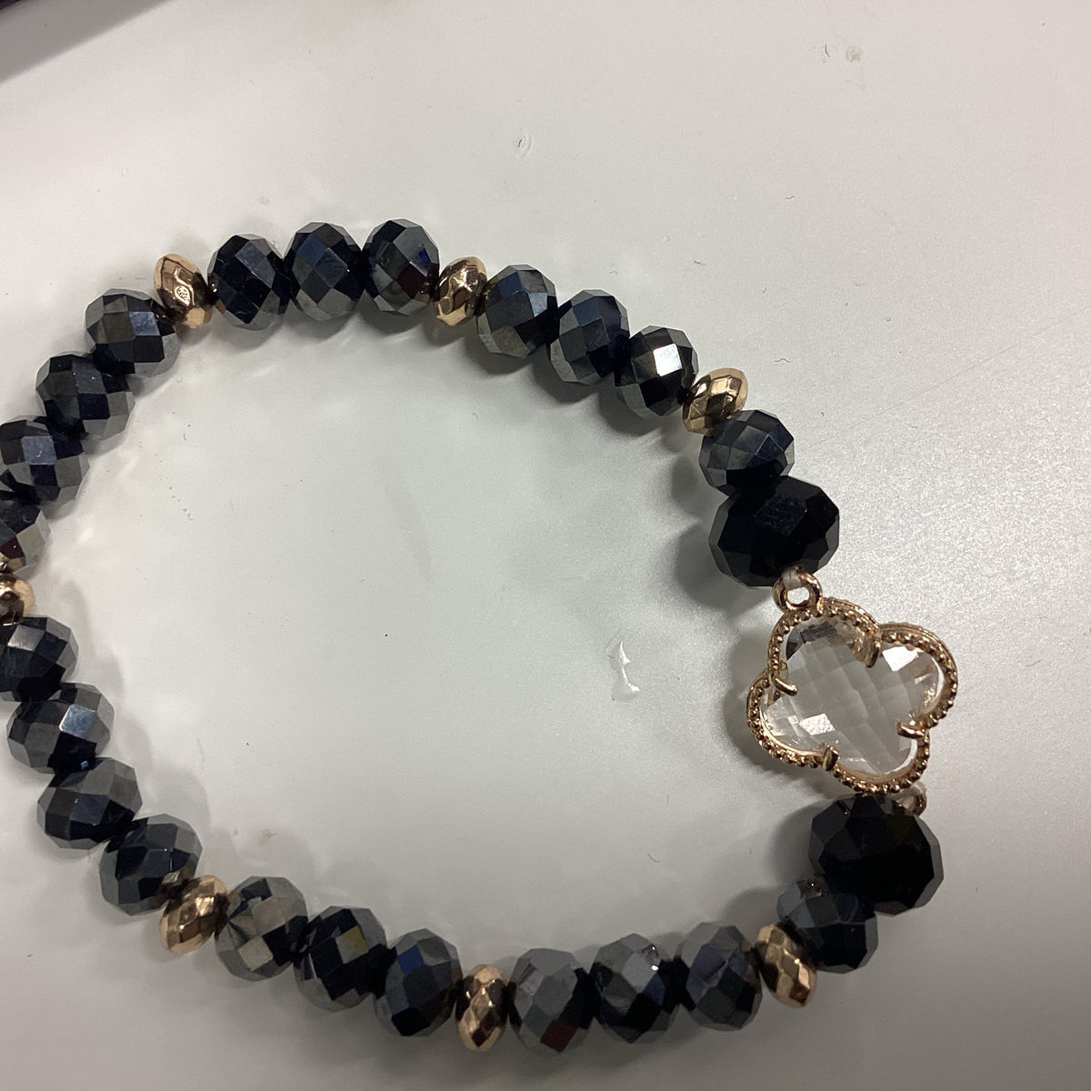 Black Crystal Clover Bracelet