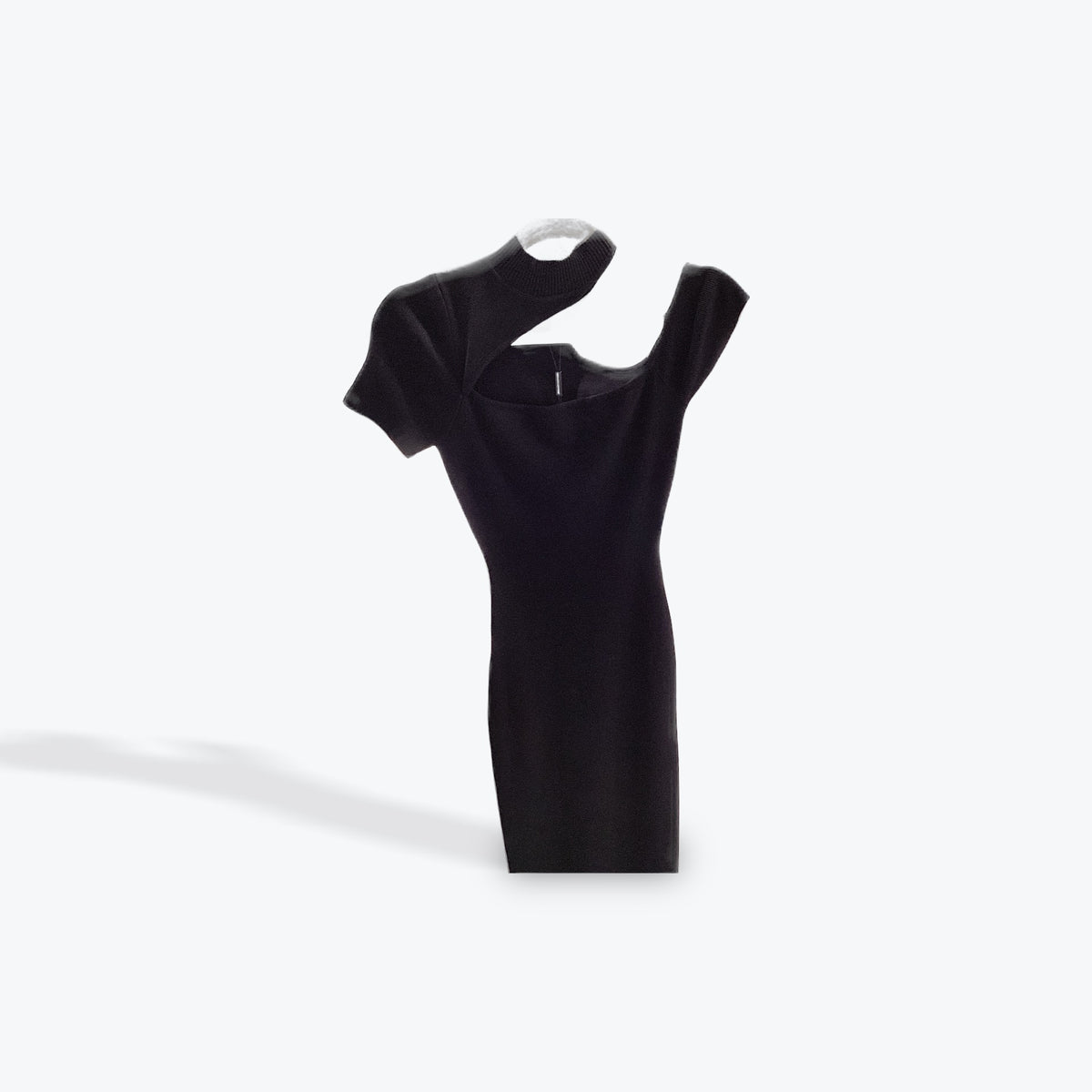Hera black turtle neck dress one shoulder