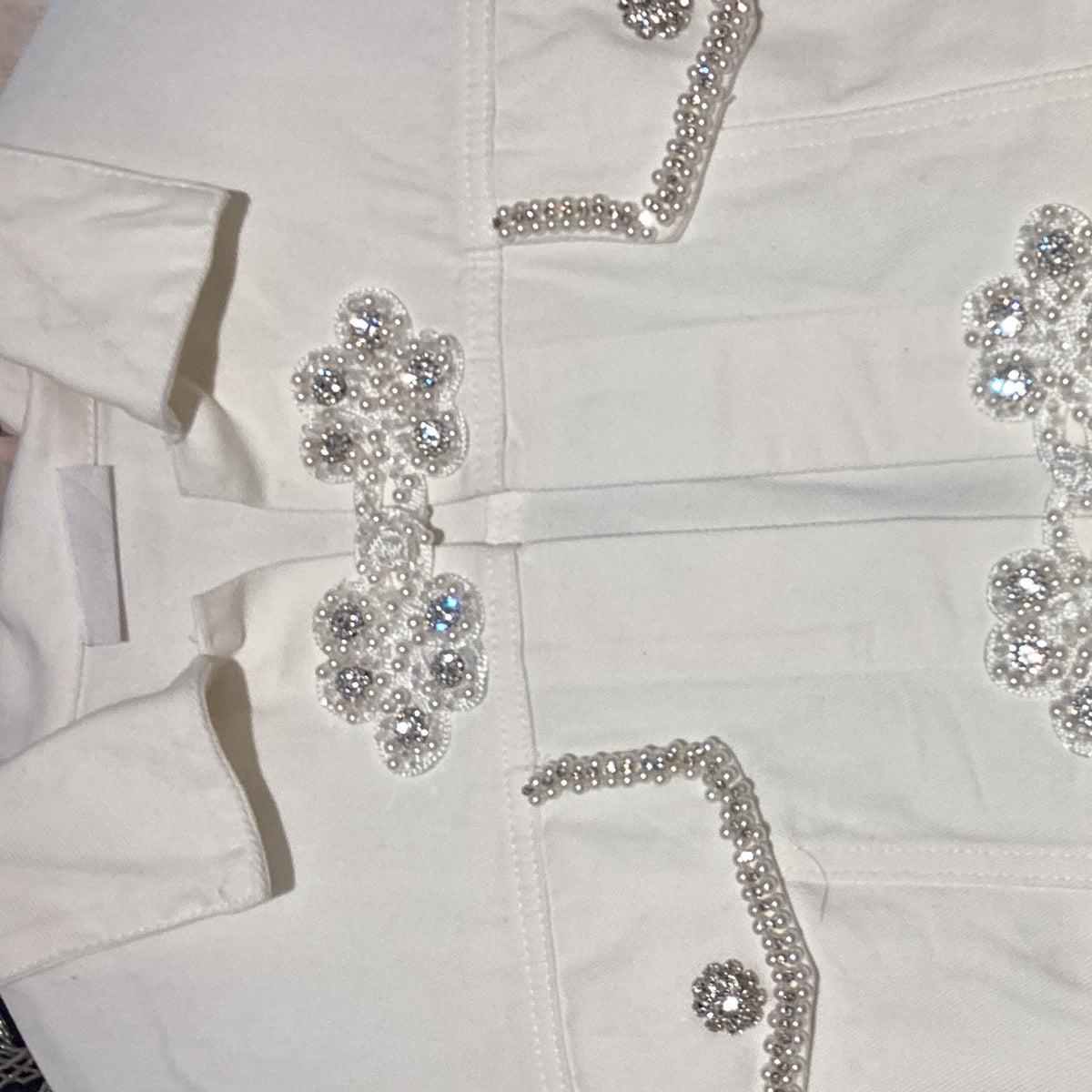 Classic blue jeans cream and diamond jacket