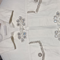 Classic blue jeans cream and diamond jacket
