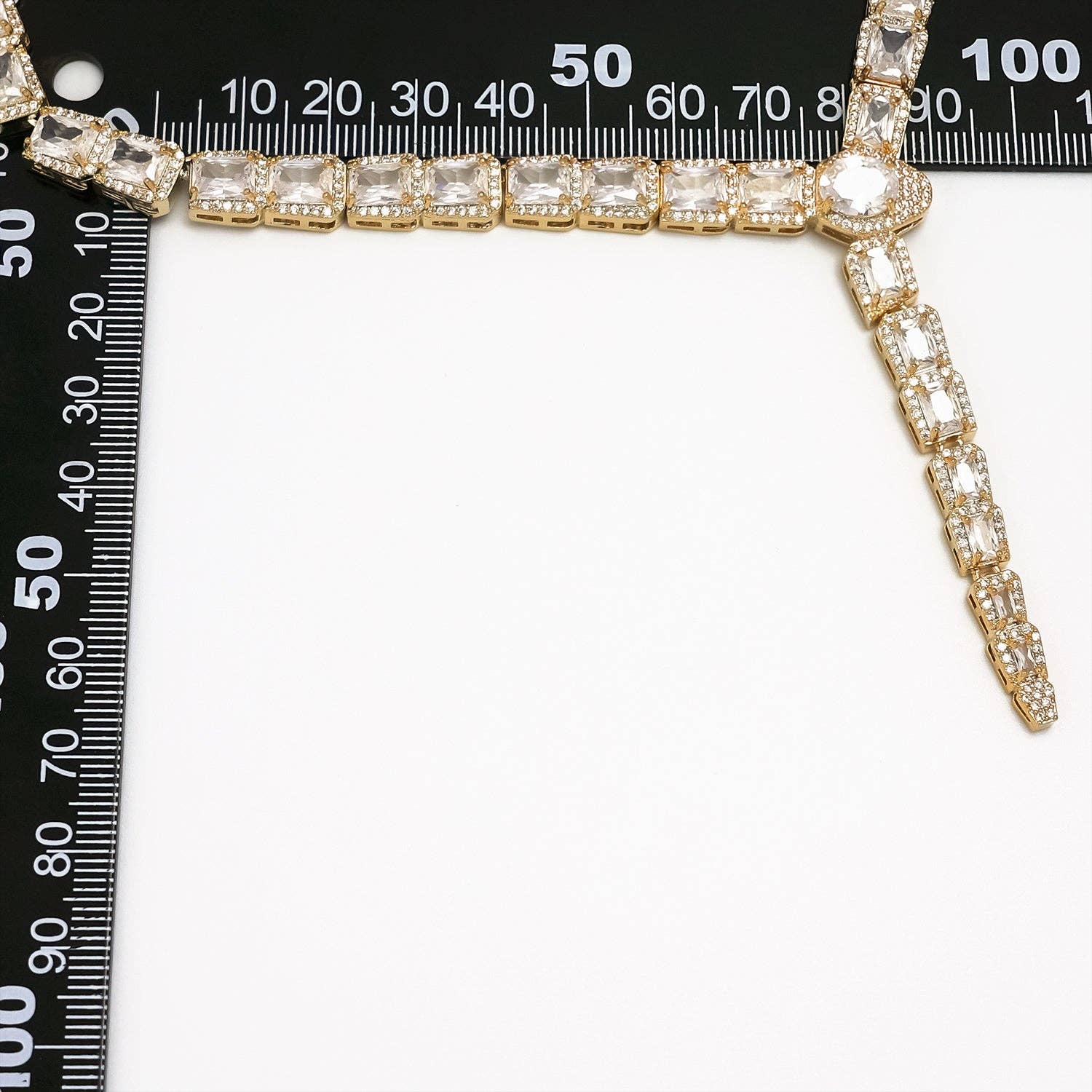 Gold Classic Gold CZ Emerald Cut Tennis Chain-00053 Chain-00054: Gold