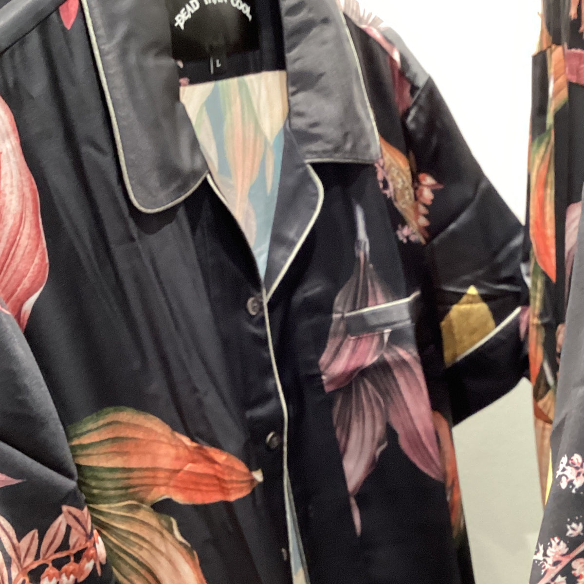 Dead than cool floral pajama shirt black