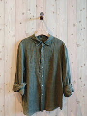REF 219596 MEN'S 100% LINEN SHIRT: KAKY, XXL