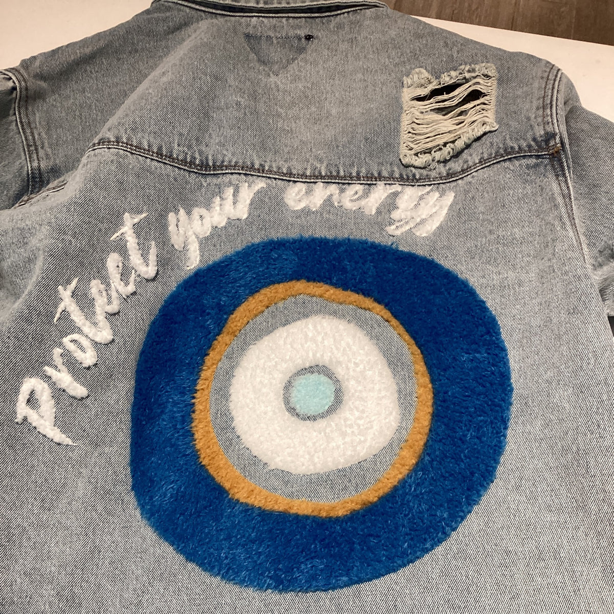 Trio light denim protect your energy long jacket