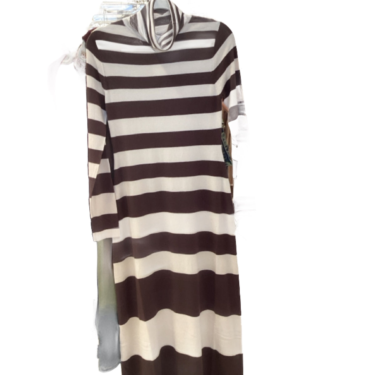 Active USA Brown Striped Turtleneck Dress