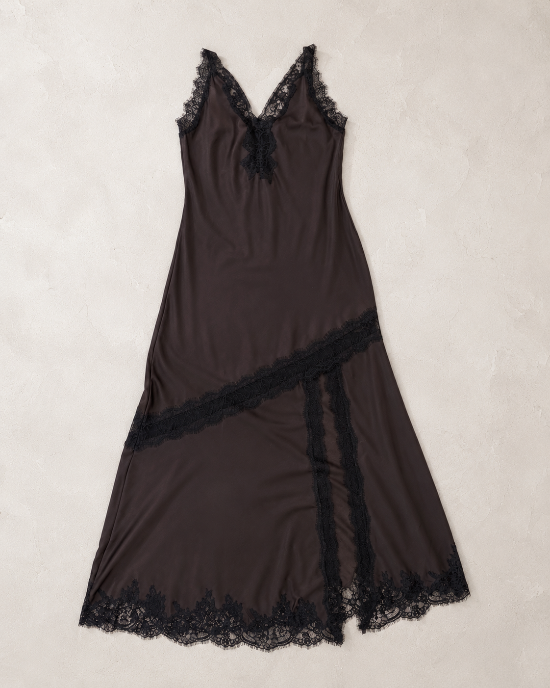 Beulah Brown/Black Lace Dress with silt