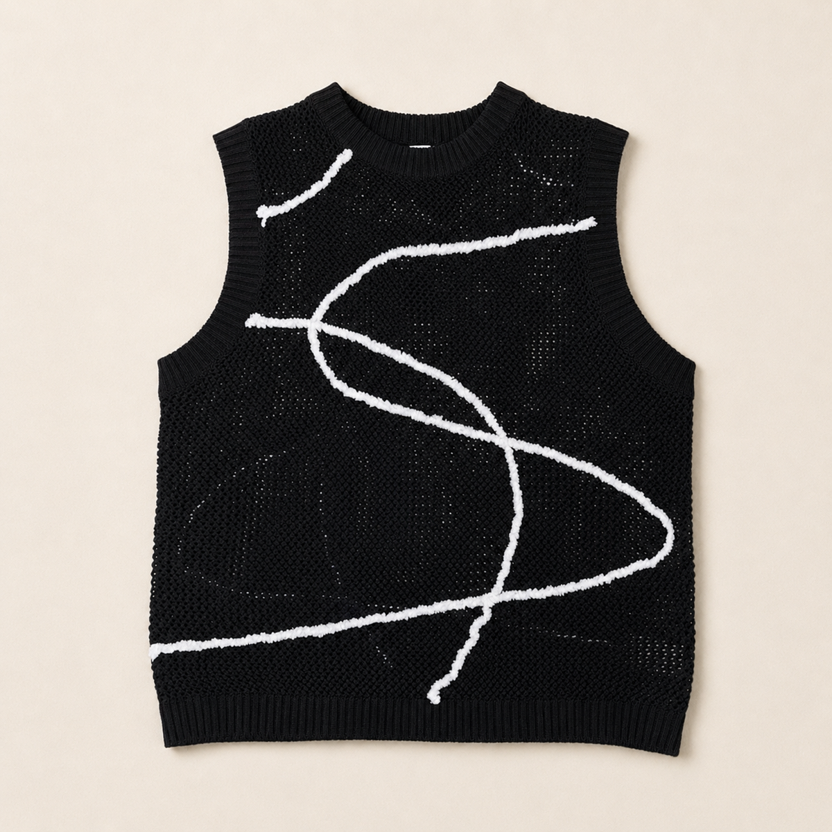 Avectoi Black/white Swirl Knit vest