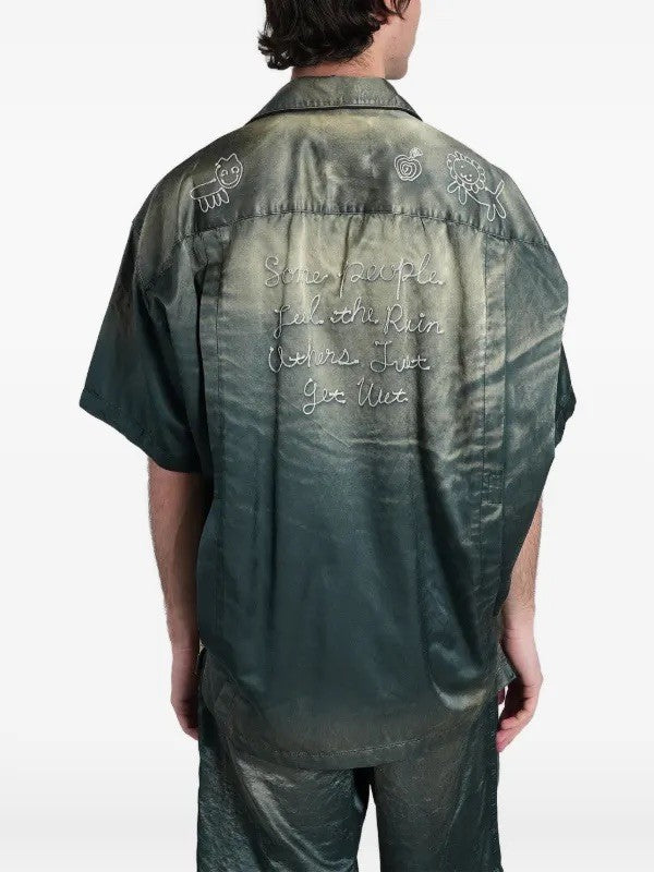 Maison Mihara Yasuhiro Green Satin Button Down