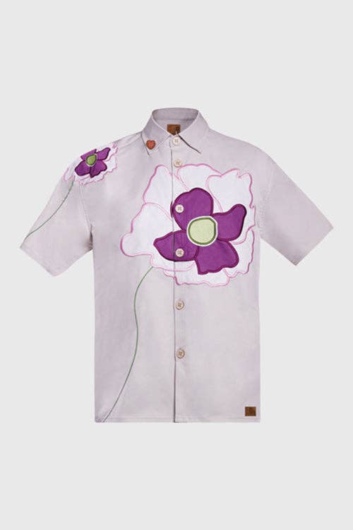 We Grow Button Up Shirt: Grey, L