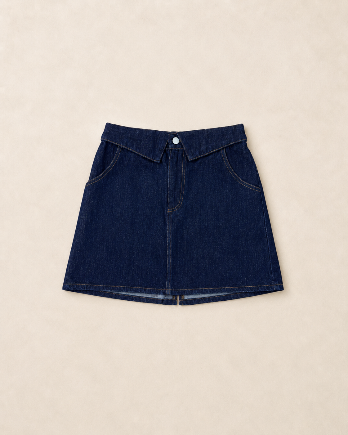 Hersy indigo denim fold waist mini skirt